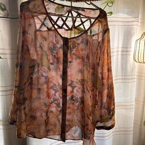 Cato Multicolor Floral Sheer Blouse